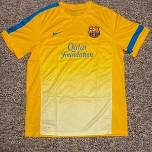Barcelona Mens Nike Dri Fit Jersey Shirt Futbol Soccer Yellow